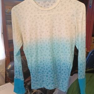Cream and Blue Fitted Long Sleeve Tee